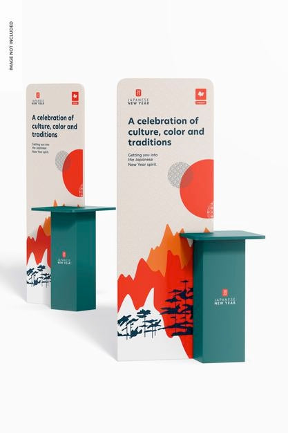 Display Stands With Table Mockup Psd