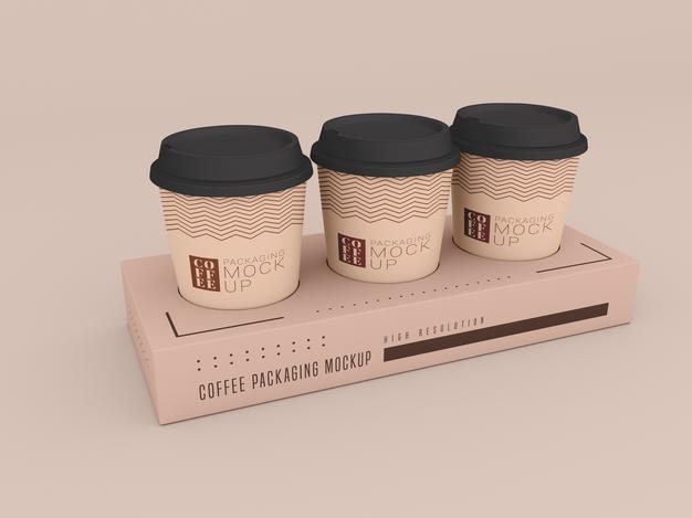 Disposable Coffee Cup With Box Mockup Psd