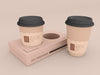 Disposable Coffee Cup With Box Mockup Psd