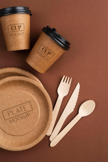 Disposable Coffee Shop Elements Assortment Psd