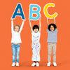 Diverse Happy Kids Holding The Abc