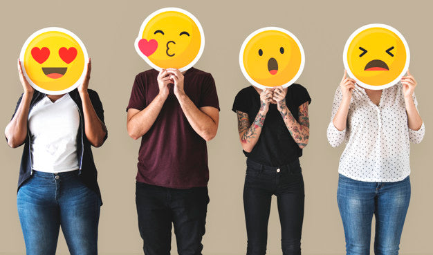 Diverse People Covered With Emoticons Psd