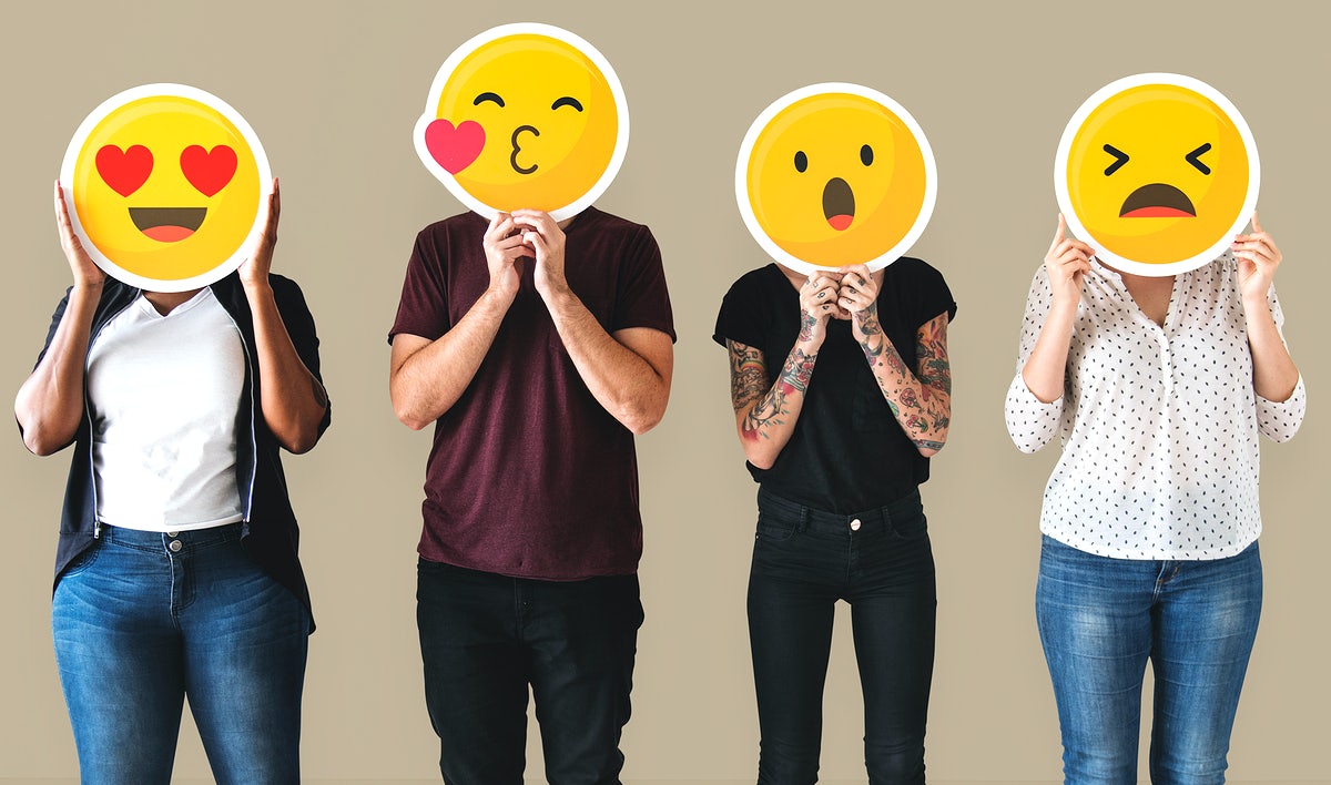 Diverse People Covered With Emoticons
