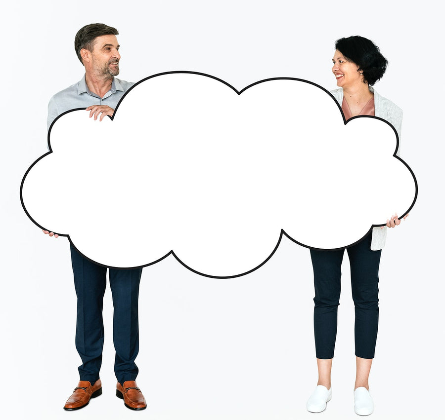 Diverse People Showing A Blank White Cloud