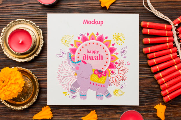 Diwali Festival Holiday Drawn Elephant And Candles Psd