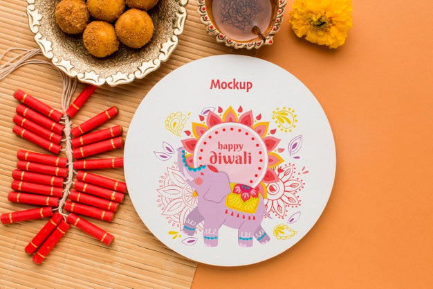 Diwali Festival Holiday Elephant And Fireworks Psd