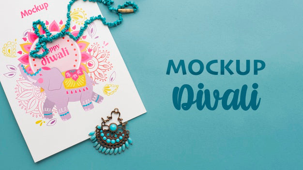 Diwali Festival Holiday Minimalist Mock-Up Elephant Psd