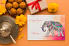 Diwali Festival Holiday Mock-Up Elephant And Gift Box Psd
