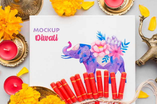 Diwali Festival Holiday Mock-Up Elephant Psd