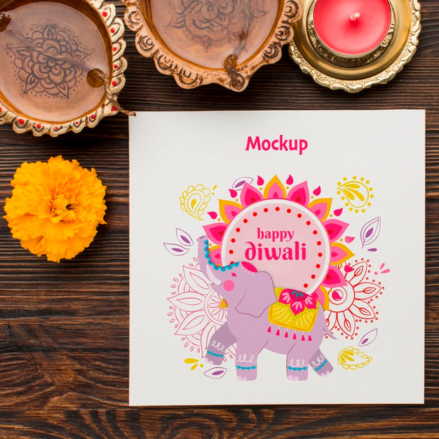 Diwali Festival Holiday Mock-Up Flat Lay Psd