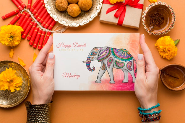 Diwali Festival Holiday Mock-Up Top View Psd
