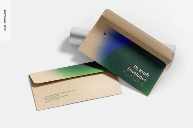 Dl Kraft Envelopes Mockup Psd