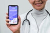 Doctor Holding Phone Mock-Up Psd