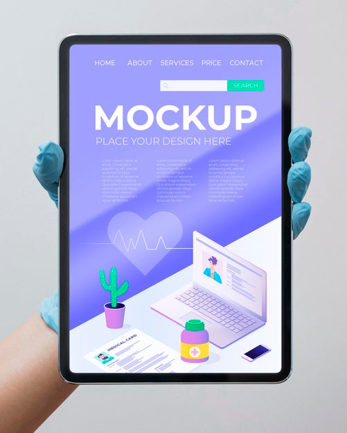 Doctor Holding Tablet Mock-Up Psd