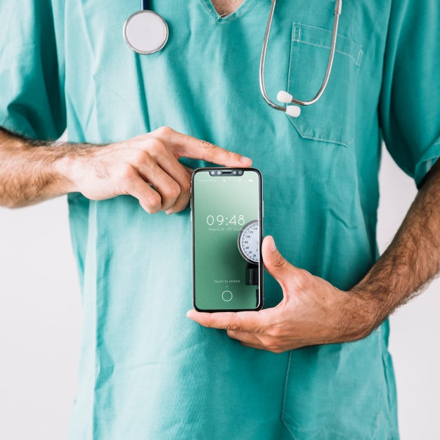 Doctor Showing Smartphone Mockup Psd
