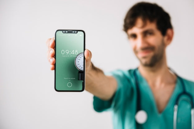 Doctor Showing Smartphone Mockup Psd