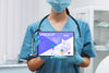 Doctor With Face Mask Holding Tablet Mock-Up Psd