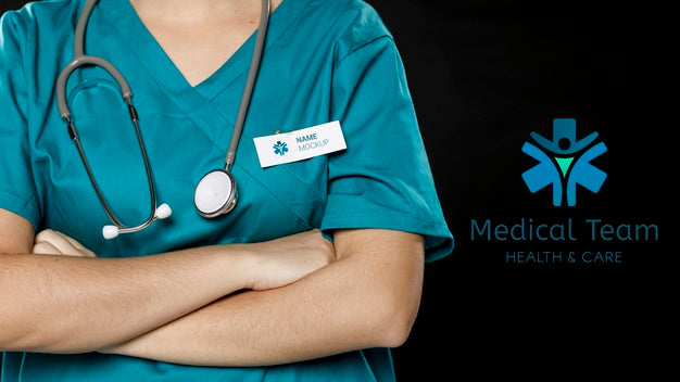 Doctor With Stethoscope And Labour Day Badge Psd
