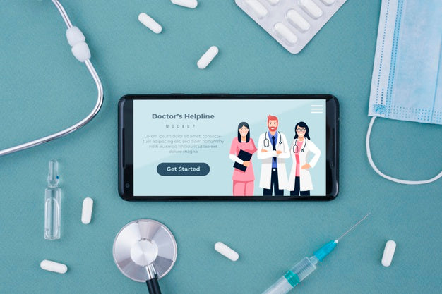 Doctor'S Helpline Landing Page On Smart Phone Psd