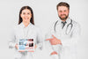 Doctors Holding Tablet Mockup For Labor Day Psd
