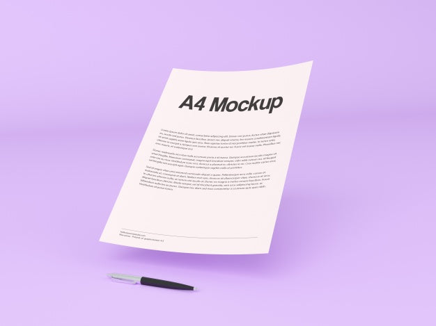 Document On Purple Background Mock Up Psd