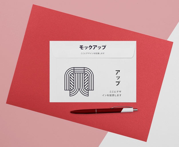 Documents Asian Mock-Up On Red Background Psd