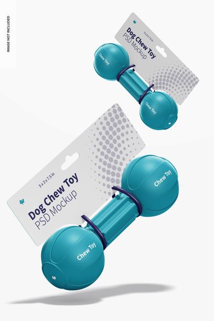 Dog Barbell Chew Toys Packaging Mockup, Falling Psd