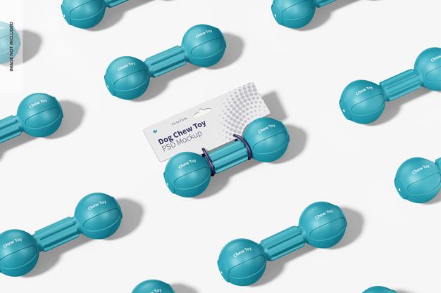 Dog Barbell Chew Toys Set Packaging Mockup, Psd