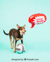 Dog Mockup With Speech Balloon Psd