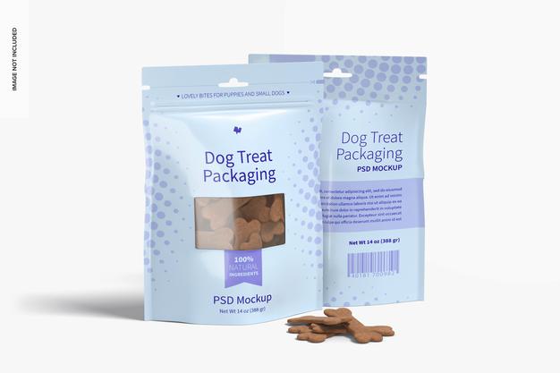 Dog Treat Packaging Mockup, Front And Back View Psd