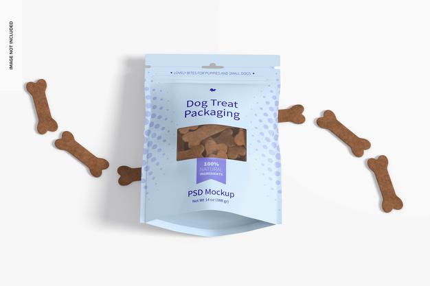 Dog Treat Packaging Mockup, Perspective View Psd
