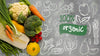 Doodle Background With Organic Text And Veggies Psd