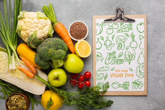 Doodle Menu And Veggies Top View Psd