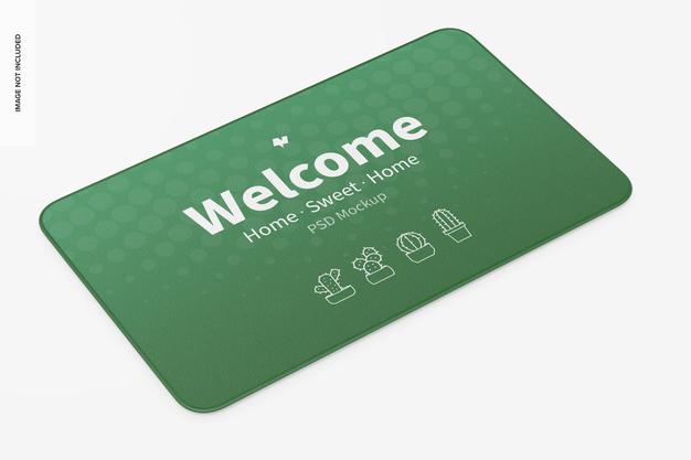 Door Mat Mockup, Perspective Psd