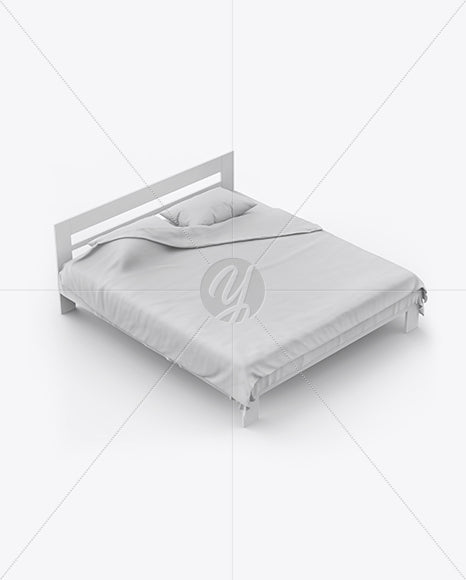 Double Bed With Cotton Linens Mockup