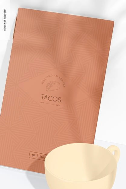 Double Fold Menu Cover Mockup, Leaned Psd