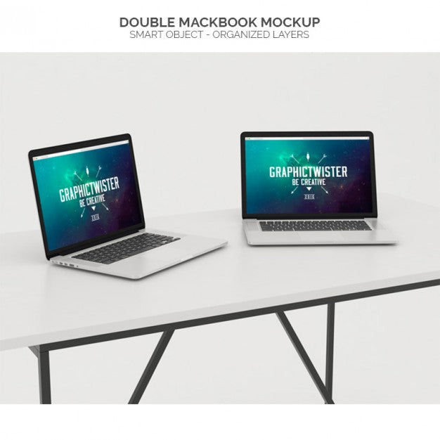 Double Macbook Mock Up Psd