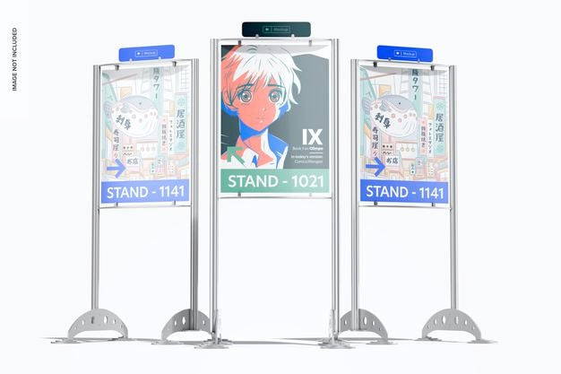 Double-Sided Display Stands Mockup Psd