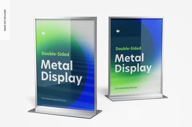 Double-Sided Poster Metal Desktop Displays Mockup Psd
