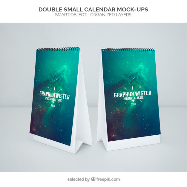 Double Small Calendar Mockup Psd