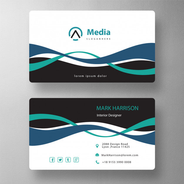 Double Wavy Shape Business Card Psd