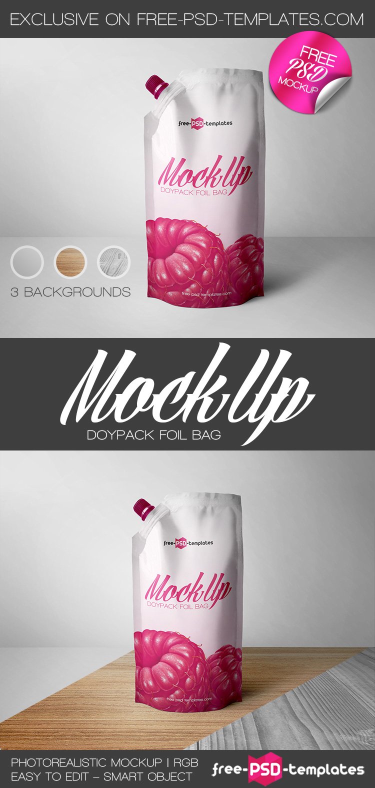 Doypack Foil Bag Mock-Up In Psd