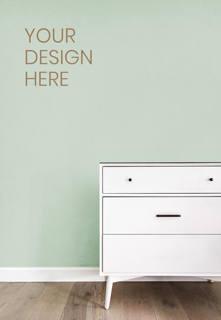 Drawer Against Wall Mockup Psd
