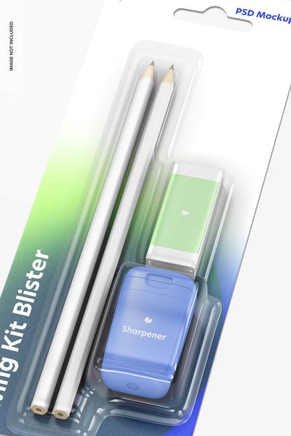 Drawing Kit Blister Mockup, Close Up Psd