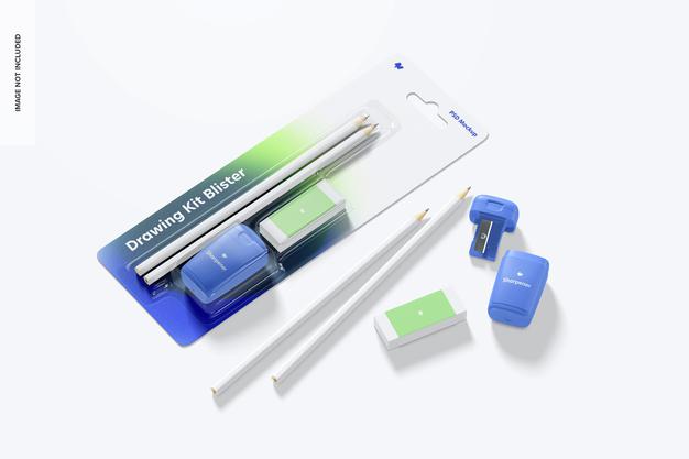 Drawing Kit Blister Mockup Psd