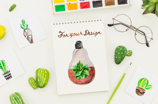 Drawings On Notebook And Paper Sheets Psd