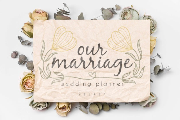 Dried Flowers Around Message Mockup Psd