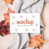 Dried Leaves On Kitchen Cloth Autumn Horizontal Mock-Up Psd