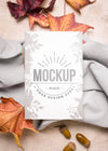 Dried Leaves On Kitchen Cloth Autumn Vertical  Mock-Up Psd