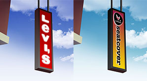 Drop Down Backlit Shop Sign Board Mockup Psd